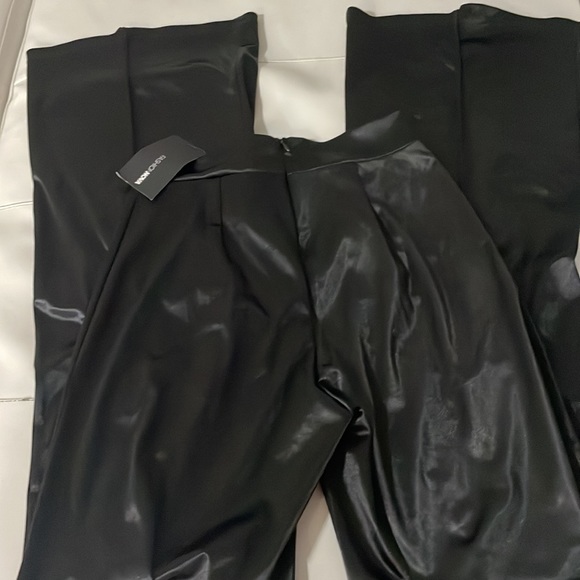 NWT Black Fashion nova make a wish flare stretch satin effect pants - Picture 6 of 7